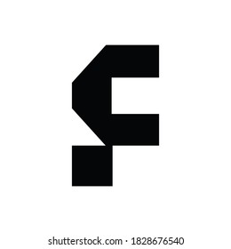 letter F, C abstract typography font alphabet text monogram for logo.
