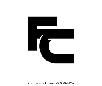 Letter F and C initial logo black