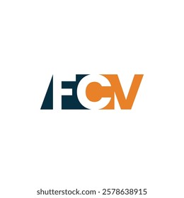 letter F C and V monogram with two color combination