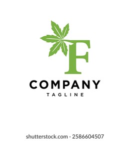 Letter F Cannabis Logo Icon Vector