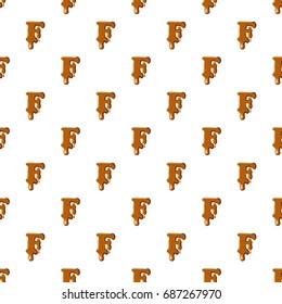 Letter F from caramel pattern seamless repeat in cartoon style vector illustration