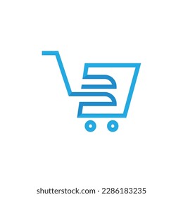 letter F cart shop market logo