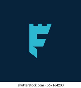 Letter F castle graphic icon security fort logo