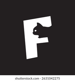Letter F Cat Logo, minimalist logo template design, for your company