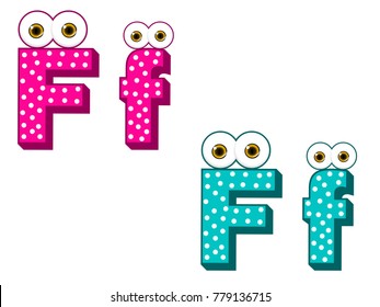 Letter F Character Capital and Small - Cartoon Vector Image