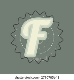LETTER F character concept in light stale forest palette with charcoal olive flat background