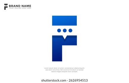 Letter F Chat Logo. Sleek and modern letter F logo incorporating a chat bubble design. Ideal for tech startups, communication services, or digital platforms.