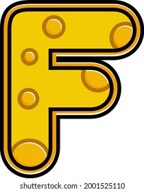 letter F cheese cartoon vector