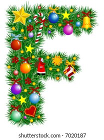 Letter F - Christmas tree decoration - Alphabet