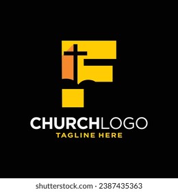 Letter F Church Logo Design Template Inspiration, Vector Illustration.