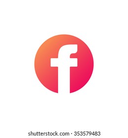 letter f circle shape icon logo orange red