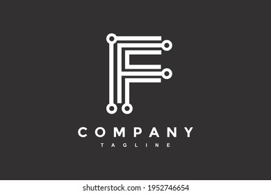 la letra logotipo de tecnología de círculo F