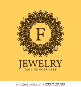 letter F circular vintage border initial vector logo design