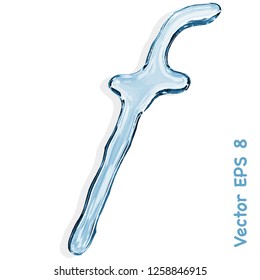 Letter f from clear transparent bluish water droplets. Vector EPS 8.