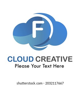 Letra f con ilustración de plantilla de logotipo en la nube. adecuado para marca tu negocio, medio, aplicación, símbolo, etc