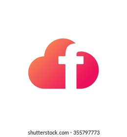letter f cloud shape icon logo orange red