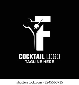 Letter F Cocktail Logo Design Template Inspiration, Vector Illustration.