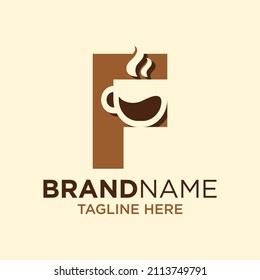Letter F Coffee Cup, Tea, Chocolate, Logo Design Template Inspiration, Vector Illustration.