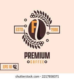 Letter F coffee logo for any business especially for coffee shop, cafe, restaurant, roasted coffee, food truck, etc. Retro style