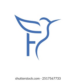 Letra F Colibri Diseño de logotipos Icono de Vector Ilustración de símbolos de emblema gráfico