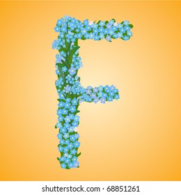 Letter F, collected from the forget-me-not flowers