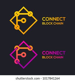 Letter F Colorful Dots logo with Modern line Cross Square shape, Connect Technology and Digital, Blockchain, Bitcoin Cryptocurrency data concept for your Corporate identity