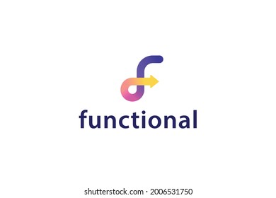 Letter F colorful spiral simple line art business logo