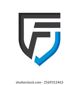 letter f combined with shield logo. letter f logo vector icon design.