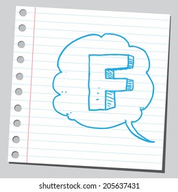 Letter F in comic bubble 