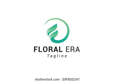 Letter f creative green colour natural flora logo