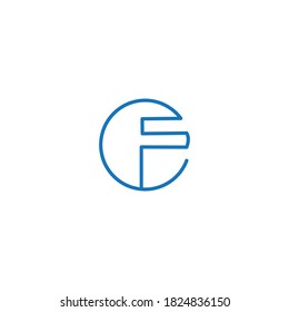 letter f creative logo line illustration, circle abstract template, color vector design