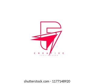 Letter F Creative Shape Arrow Play Media Logo Design
