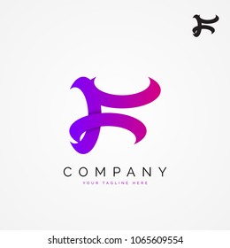 Letter F. Creative symbol in modern colors. Vector
