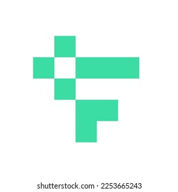 Letter F cross medical pixel logo design