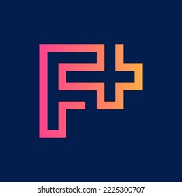 Letter F cross plus medical minimal logo design