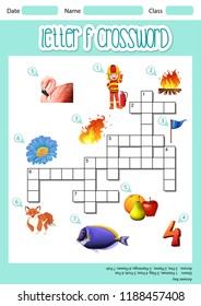 Letter f cross word illustration