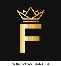 Letter F Crown Logo. Crown Logo for Beauty, Fashion, Star, Elegant, Luxury Sign