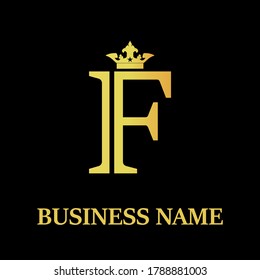 Letter f crown logo design template illustration. suitable for fashion, brand, kingdom, crown, identity