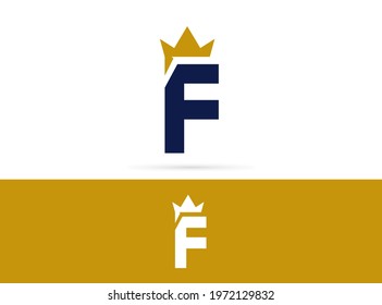 Letter F crown logo design. Vector combination of king crown and letter