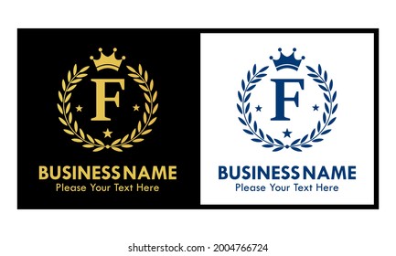 Letter f crown logo design template illustration. suitable for fashion, brand, kingdom, crown, identity