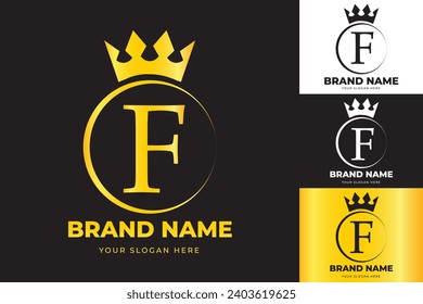 Letter F crown logo design template . suitable for fashion, brand, kingdom, crown, king, queen