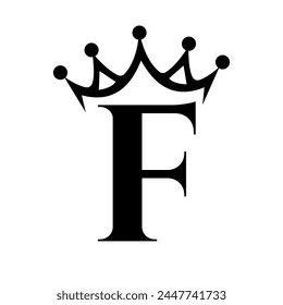 Letter F Crown Logo for Queen Sign, Beauty, Fashion, Star, Elegant, Luxury Symbol	