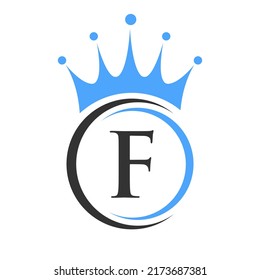 Letter F Crown Logo Template. Royal Crown Logotype Luxury Sign  for Beauty, Fashion, Star, Elegant Symbol