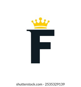 letter F with crown logo vector illustration template design