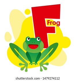 Letter F. Cute children colorful zoo and animals ABC alphabet.