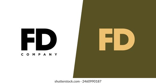 Letra F y D, Plantilla de diseño de logotipo FD. Logotipo mínimo basado en el monograma inicial.