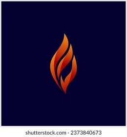 Letter F, D for fire drop logo icon vector template on dark background