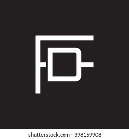 letter F and D monogram logo white black background