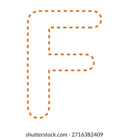 Letra F línea discontinua esquema versión de Ilustración vectorial naranja