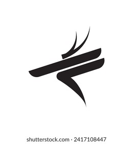 letter F deer simple icon logo design.